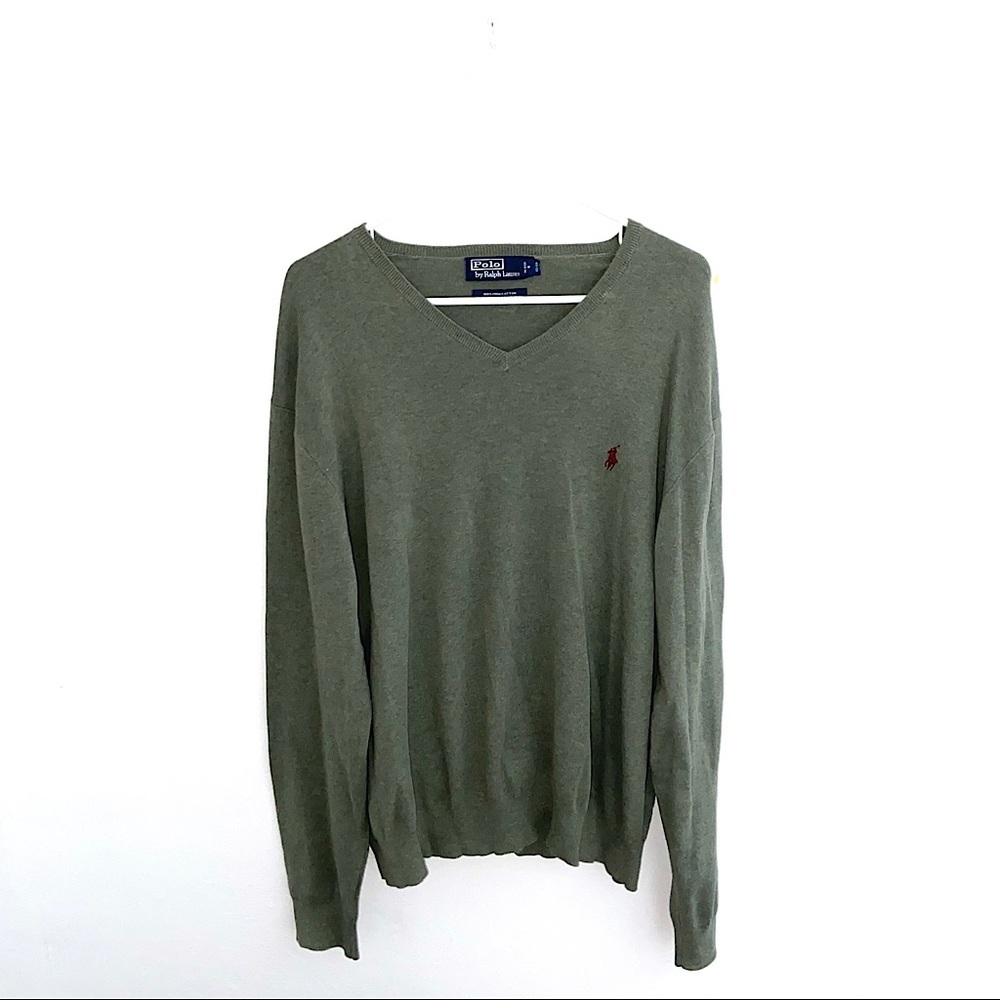 Polo by Ralph Lauren 100% Pima Cotton Mens Green Sweater Size XL